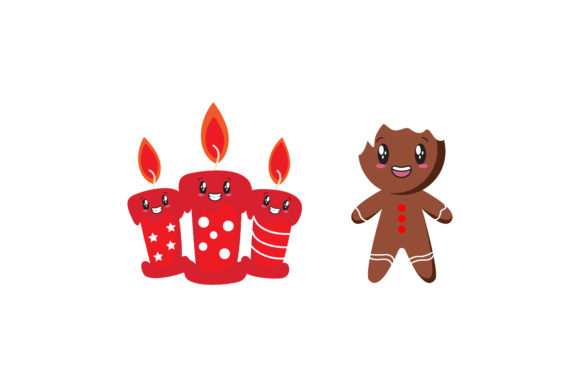 Candle and Cookies Christmas Illustrations