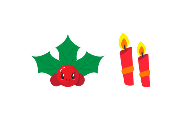 Candle and Mistletoe Christmas Illustrations