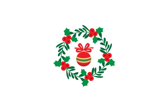 Christmas Circle Wreath with Lamp Illustrations