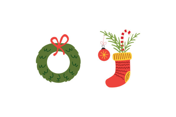 Christmas Decoration Stocking Set Illustrations