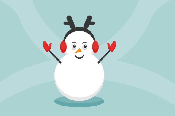 Christmas Snowman in Red Gloves Illustrations