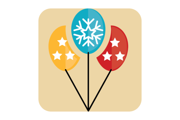 Christmas Three Balloon Illustration