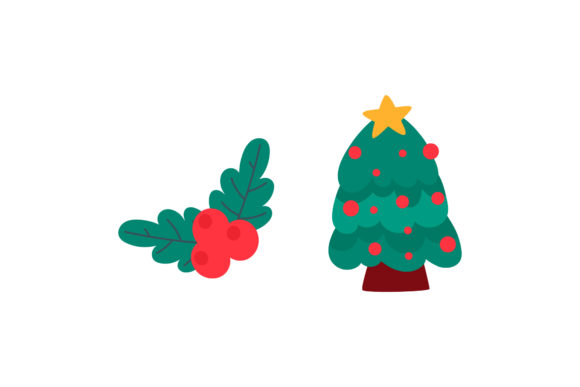 Christmas Tree Mistletoe Illustration for Festive Design