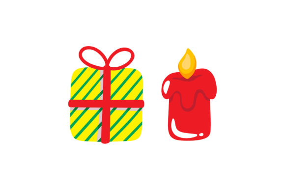 Gift and Candle Christmas Set Illustrations