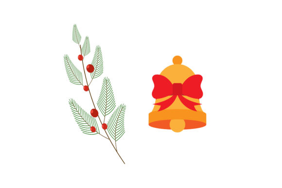 Jingle Bell and Flower Set Illustrations