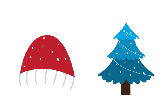 Tree Hat Set Christmas Vector for Editorial Design